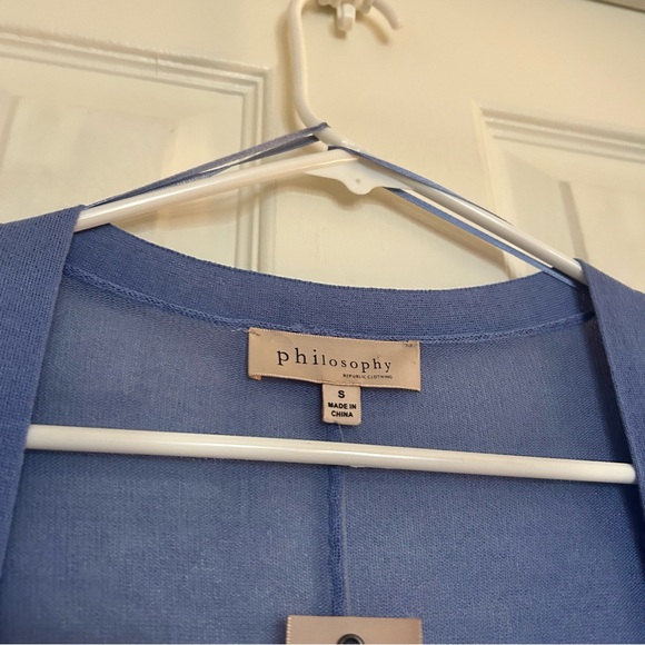 NWT Philosophy Dusty Blue Open Front Relaxed Light Weight Cardigan Size Small - Picture 3 of 9